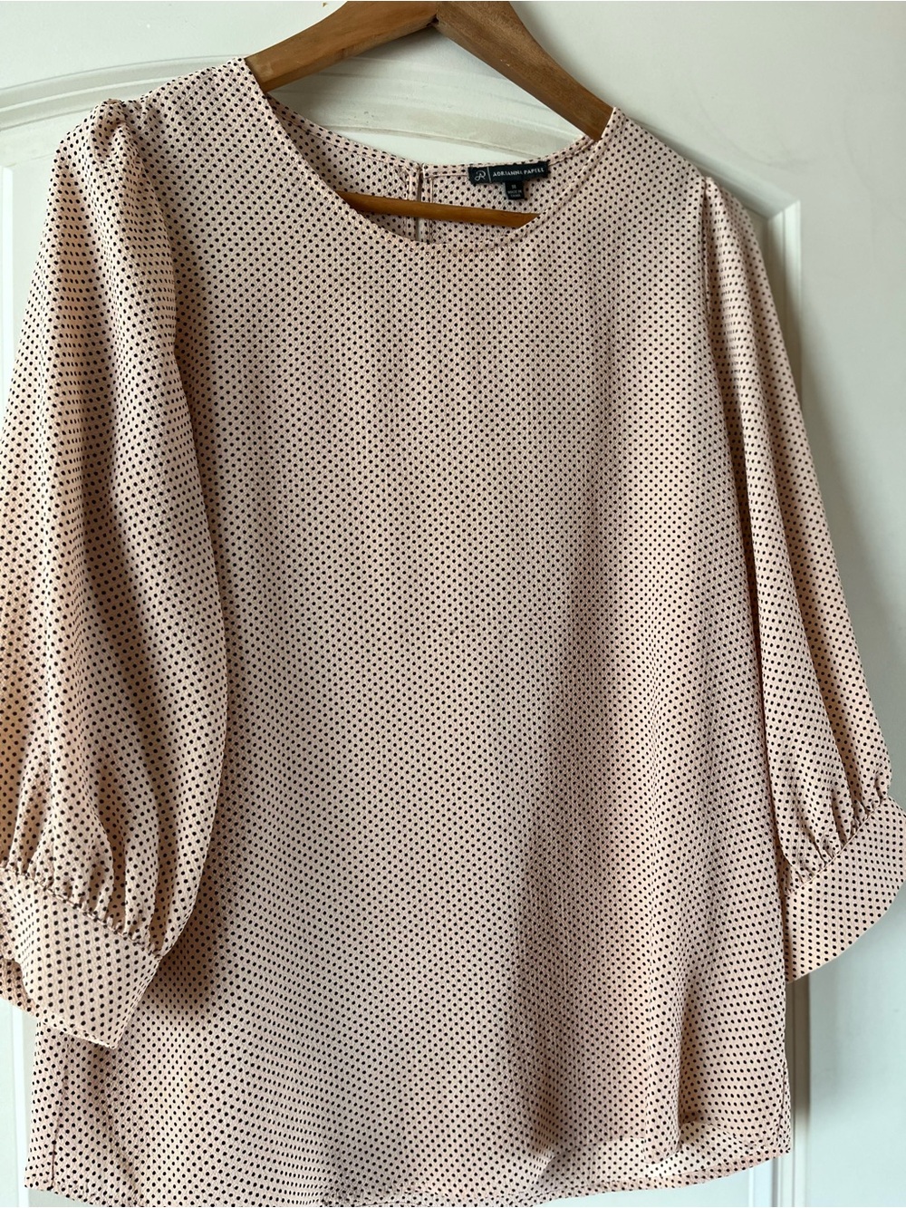 Adrianna Papell Light Pink Polka Dot Long-Sleeve Dress